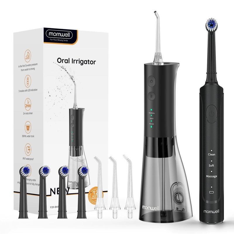 Mornwell Water Flosser and Electric Toothbrush Combo,2-1 Oral Clean Kit, 5-Speed Sonic Electric Toothbrush&4-Speed Portable Water Flosser - Image 1