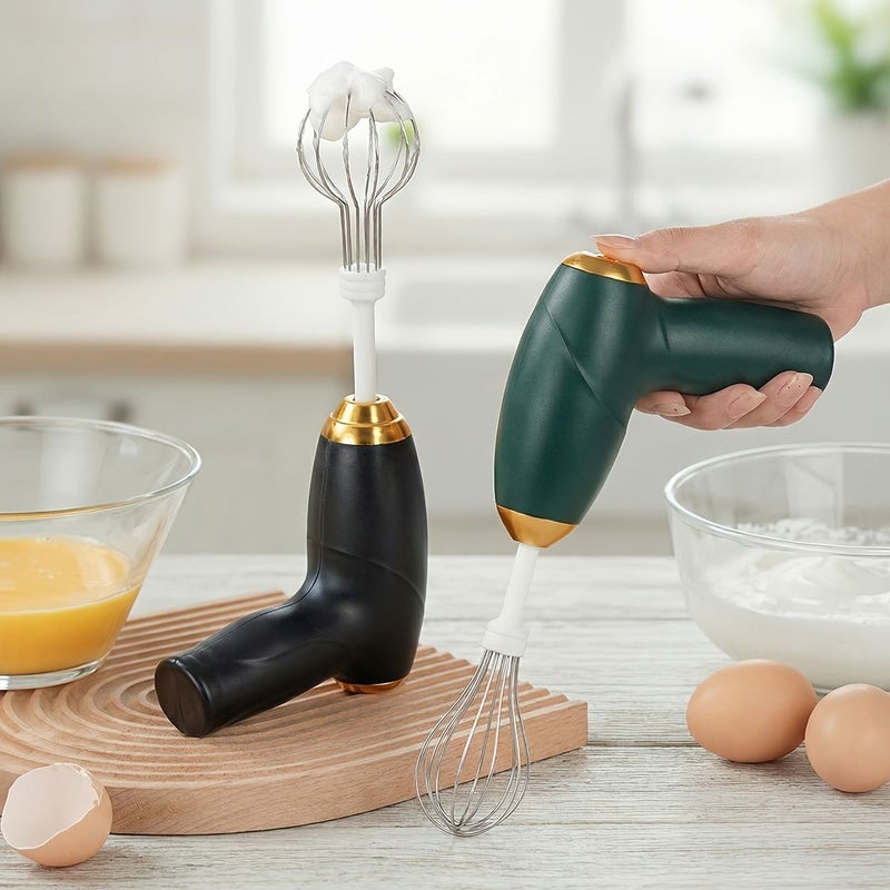 Black Electric Egg Beater USB Rechargeable 2 Mixing Heads 3 Speed Lightweight Compact Cordless Mixer Whisking Baking Cream Eggs Smoothies Home Kitchen Cake Decorating - Image 2