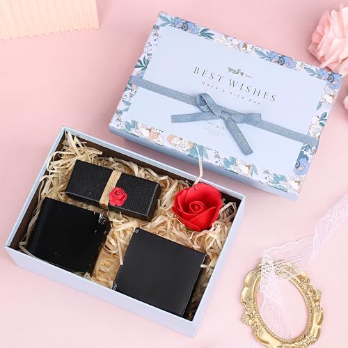 HOME ELEMENTS 3 Pcs Best Wishes Luxury Gift Boxes Set With Bow, Decorative Present Boxes,Bridesmaid Box For Hampers, Birthdays, Weddings & Events, Special Occasions (Royal Blue),Cardboard, Paper - Image 2