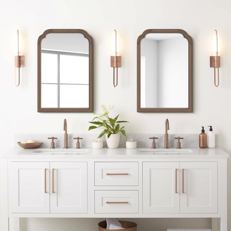 WallBeyond Wood Bathroom Mirrors for Wall Mounted, 20" x 30" Rustic Wood Frame Wall Mirrors Decorative for Living Room or Bedroom Vanity Mirror (Walnut) - Image 2