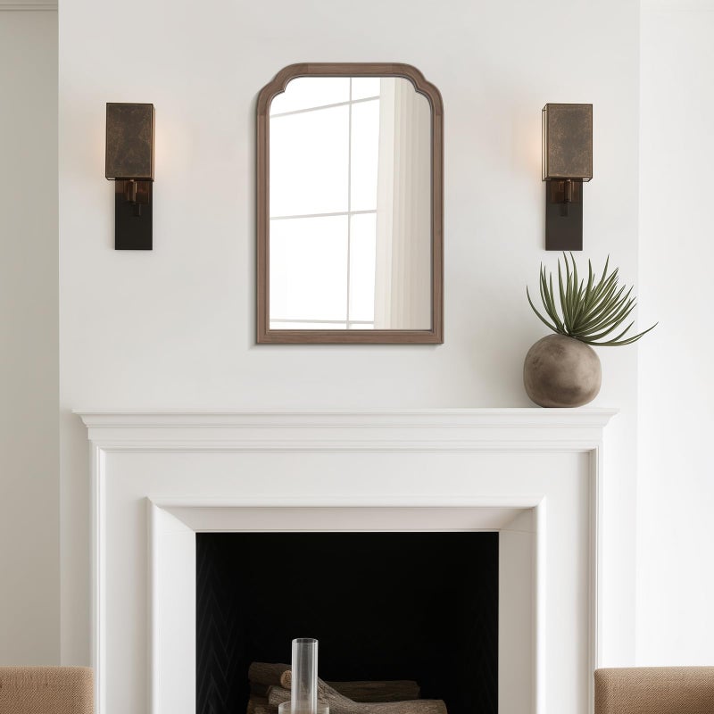 WallBeyond Wood Bathroom Mirrors for Wall Mounted, 20" x 30" Rustic Wood Frame Wall Mirrors Decorative for Living Room or Bedroom Vanity Mirror (Walnut) - Image 4