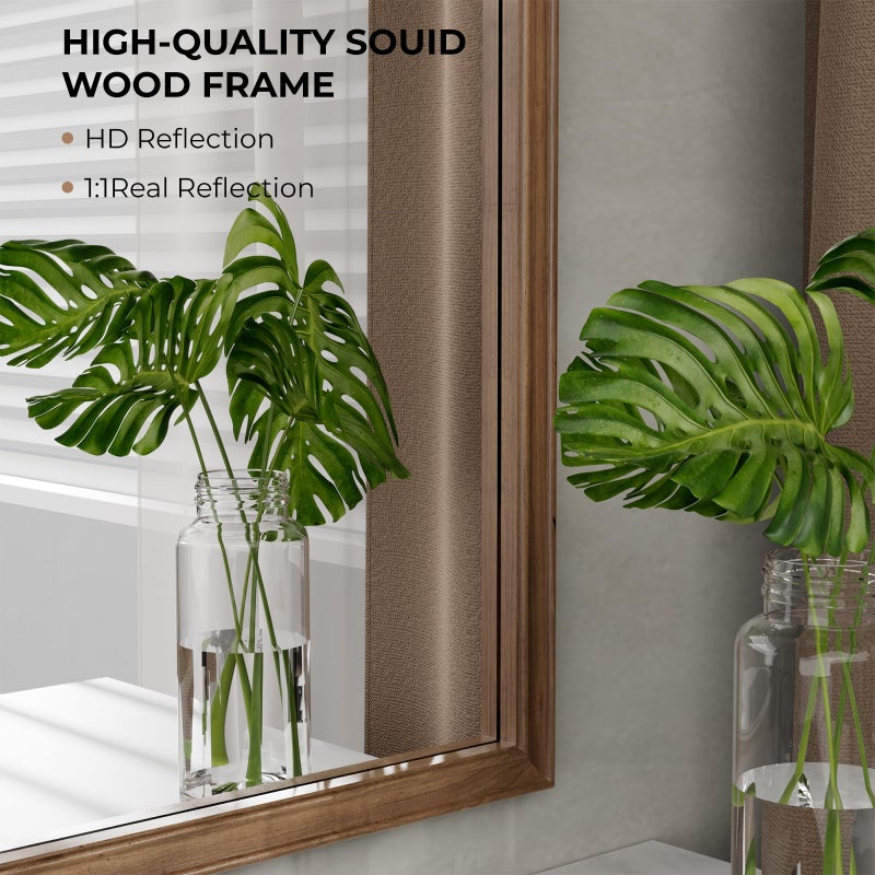 WallBeyond Wood Bathroom Mirrors for Wall Mounted, 20" x 30" Rustic Wood Frame Wall Mirrors Decorative for Living Room or Bedroom Vanity Mirror (Walnut) - Image 5