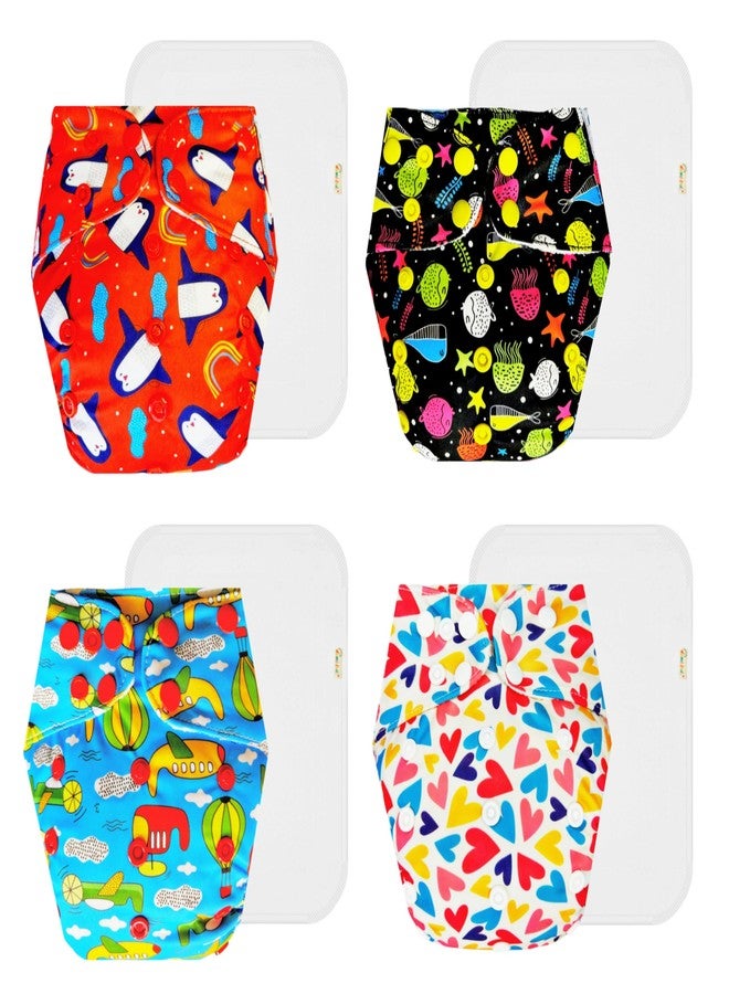 Dumbledo Premium Cloth Diaper with Cotton Insert (Pack of 4) | Snug Fit | Leakproof | Easy to Clean | Designed by Moms | 3 Months - 3 Years | Unisex Baby - Image 1