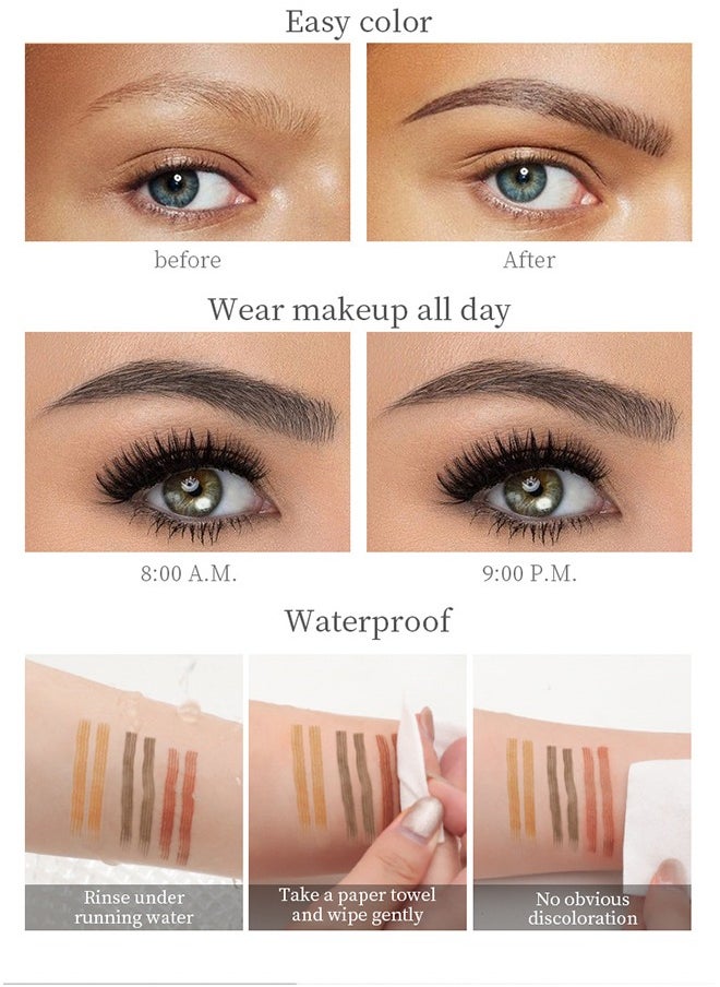 QIC - Liquid Eyebrow Pen with 4 Micro-Fork Tips, Waterproof Smudge-proof Brow Pencil, for Natural Looking Eyebrow Makeup, Black - Image 1