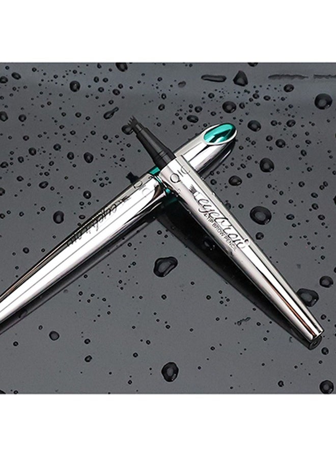 QIC - Liquid Eyebrow Pen with 4 Micro-Fork Tips, Waterproof Smudge-proof Brow Pencil, for Natural Looking Eyebrow Makeup, Black - Image 1