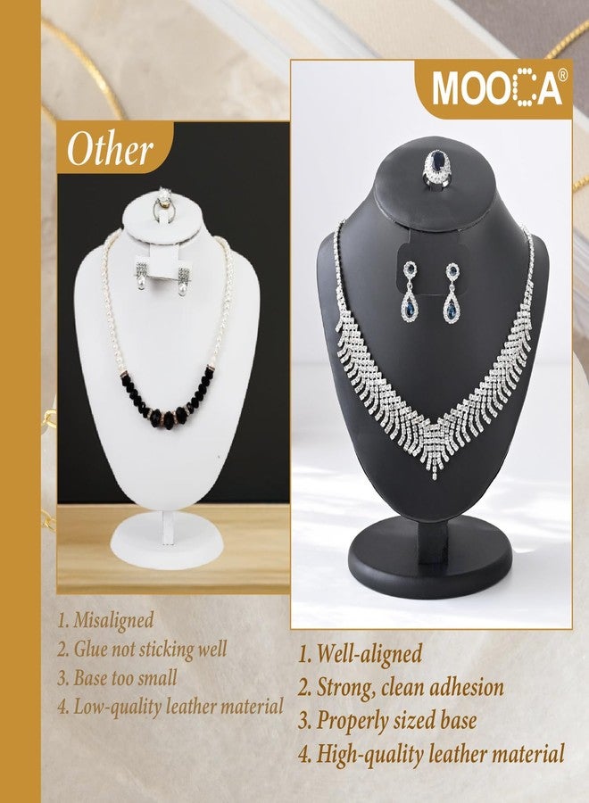 MOOCA 3 Pcs Set Black PU Faux Leather Combination Display Jewelry Stand Bust for Necklaces, Earrings, Rings, Jewelry Display For Vendors - Image 4