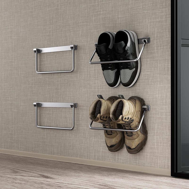 Safoner RV Shoe Storage Solution- Aluminum Camper Shoe Rack, Wall-Mounted Organizer Shelf, Efficient Space-Saving Holder for Various Footwear, Essential Accessories for Travel Trailers- 4 Packs - Image 1