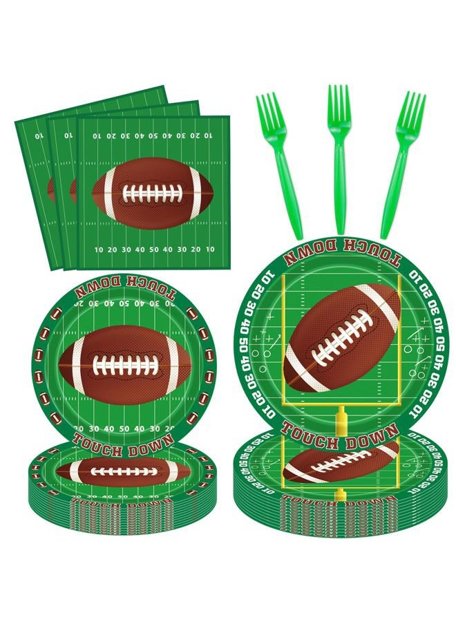 LKITMIUT 160 Pack Football Party Supplies Football Party Decorations Sports Birthday Party Decorations Tailgate Party Decor Touchdown Tableware Set - Football Paper Plates, Football Napkins, Forks Serves 40 - Image 1