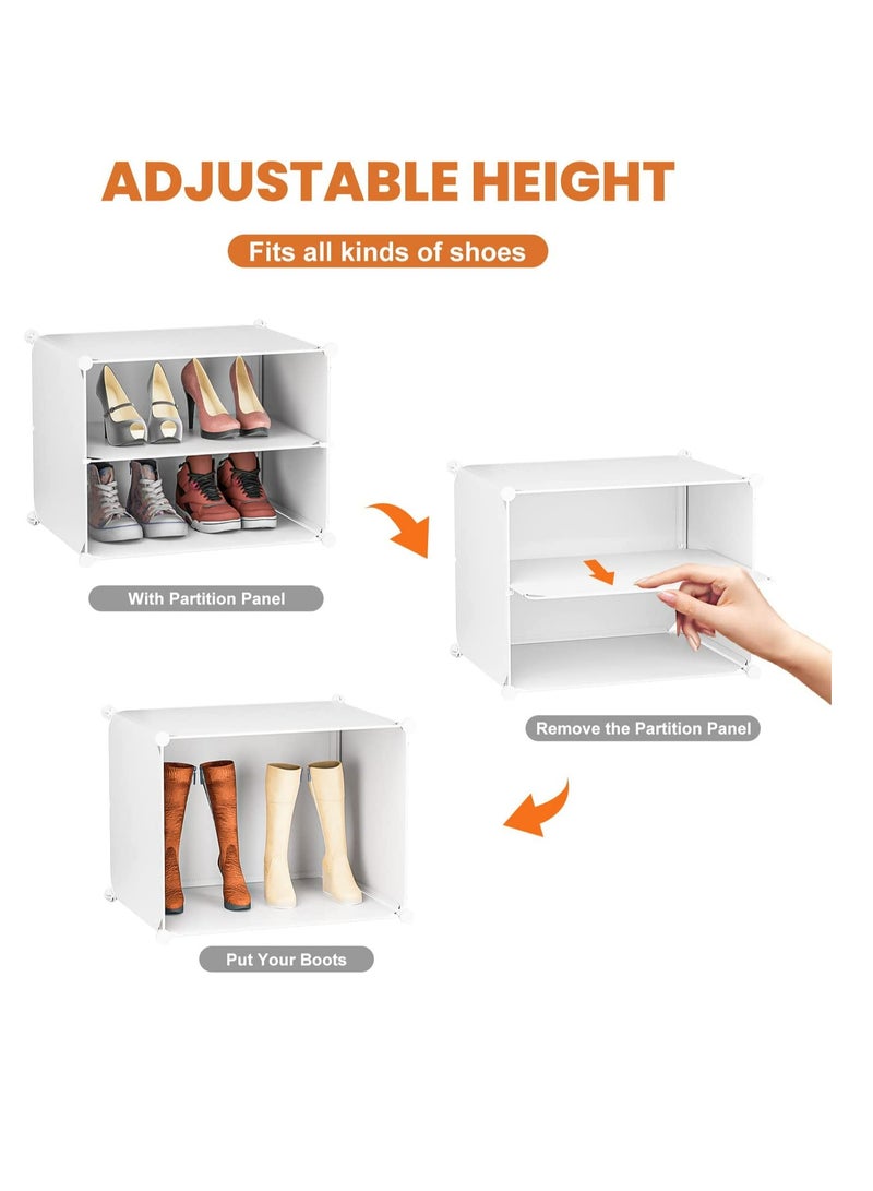 Arabest Shoe Rack Organizer,6 Tier for Closet, Stackable 24 Pair Covered Shelves Shoe Storage Cabinet for Entryway Bedroom Hallway（White） - Image 2