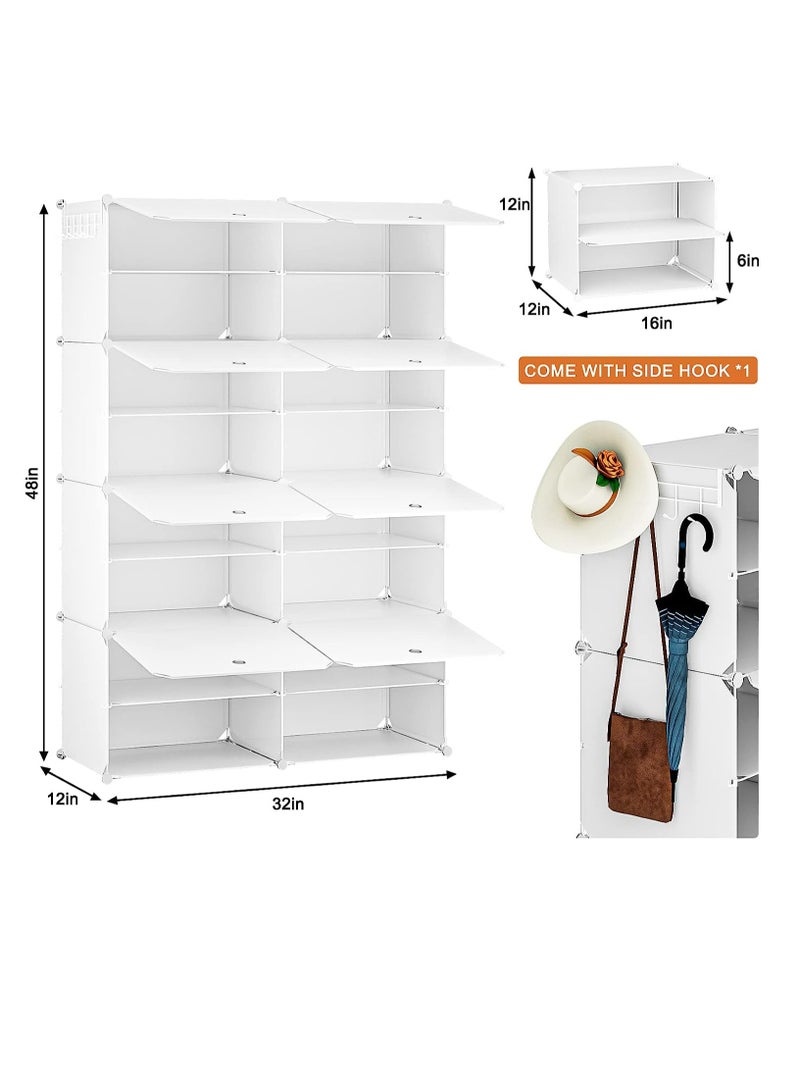 Arabest Shoe Rack Organizer,6 Tier for Closet, Stackable 24 Pair Covered Shelves Shoe Storage Cabinet for Entryway Bedroom Hallway（White） - Image 3