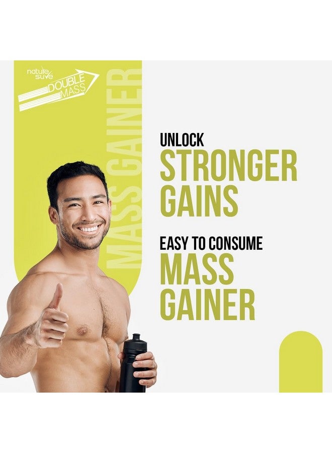 Nature Sure Double Mass Chocolate Flavored Mass Gainer with Whey Protein and Enzymes, Free Scoop Inside - 1 Pack (250 Grams) - Image 2