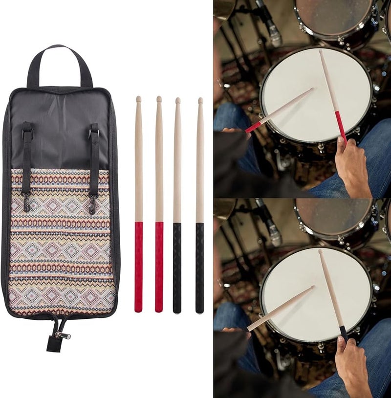 Black Portable Drum Stick Bag Case With 5A Drumsticks Percussion Music Accessories Organizer - Image 2