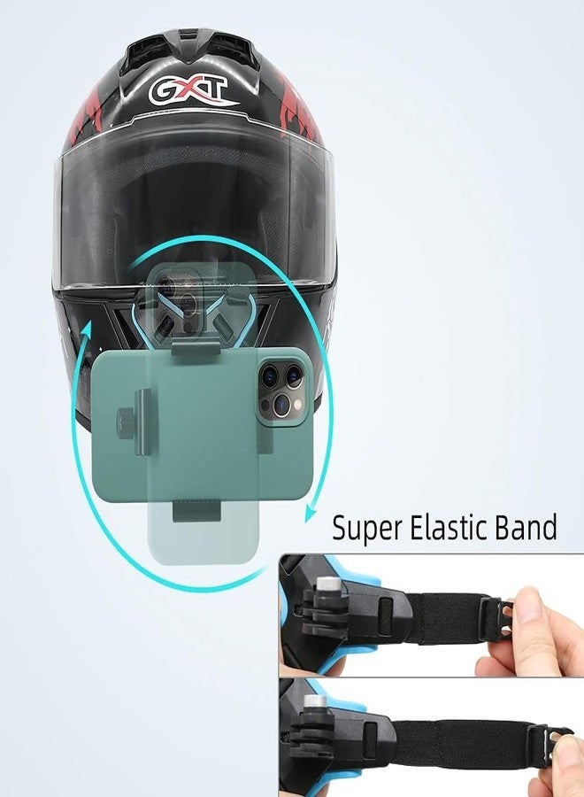 Speeqo Multipurpose Helmet Chin Strap Mount with Mobile Holder Clip & Screw Compatible with All Smart Phones (Black Blue) - Image 3