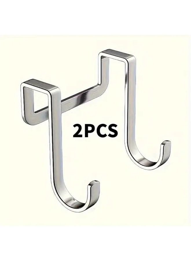 2pcs S Shape Stainless Steel Hooks No Drill Heavy Duty Door Hooks Multi Functional - Image 1