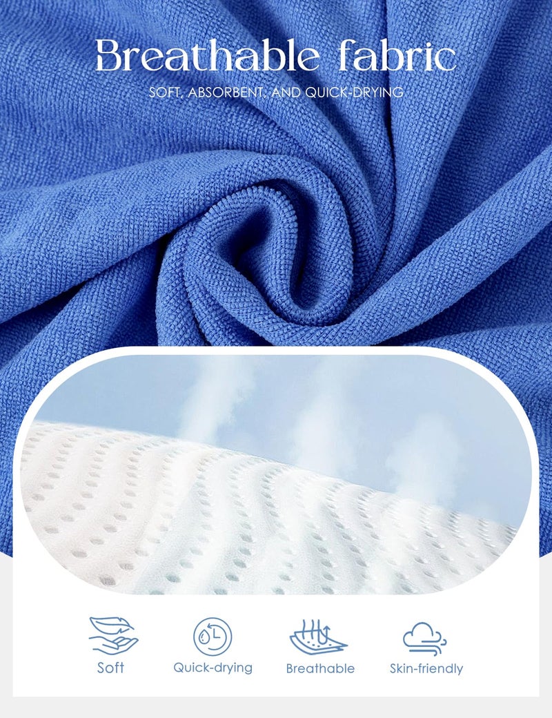 Gihuo Terry Cloth Swim Cover Up for Women Swimsuit Beach Bathing Swimwear Coverup Pool Towel Robe(Blue-XL) - Image 4