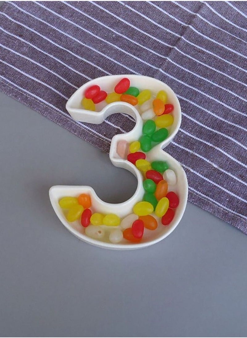 Generic White Decorative Ceramic Number 3 Shaped Dish  - Image 2
