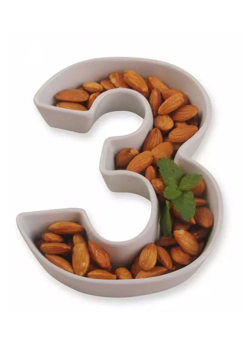 Generic White Decorative Ceramic Number 3 Shaped Dish  - Image 3