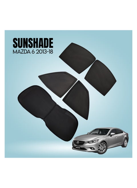 5-Piece Custom Sun Shade Set for MAZDA 6 2013-2018, Full Window Protection, UV Blocker for Front, Side, and Rear Windows