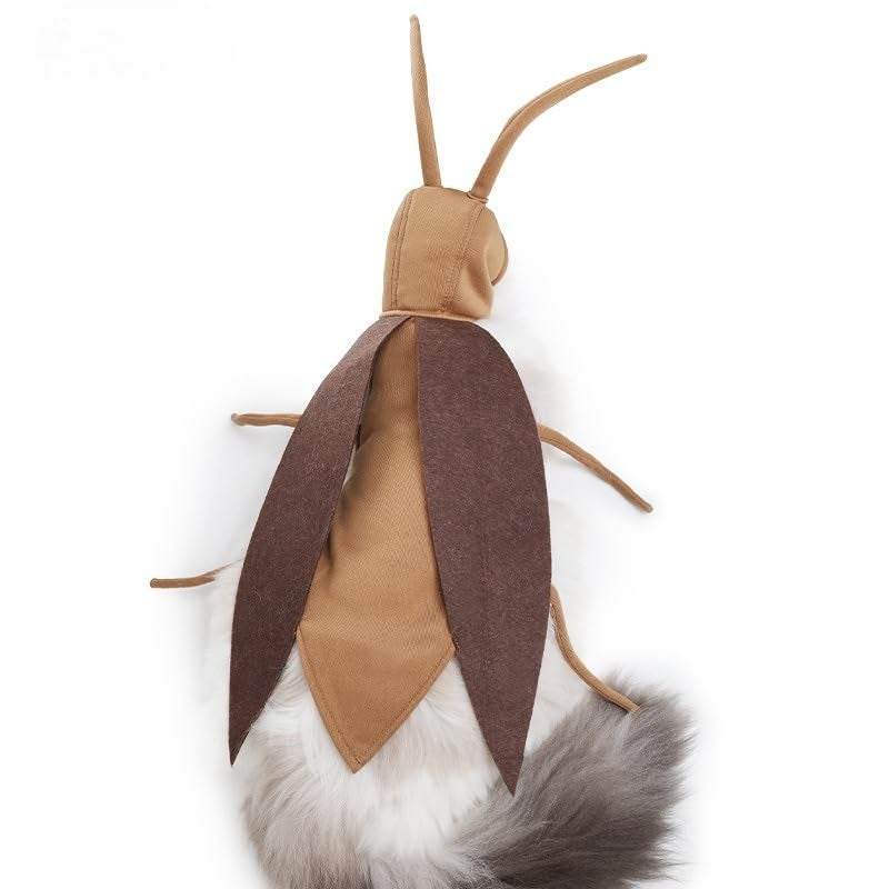 WASTROYAL Pet Costume for Cats & Dogs, Cockroach-Themed Jumpsuit with Antennae, Cute & Silly Outfit for Halloween, Birthday, Party & Holiday Events (One Size,Brown) - Image 2