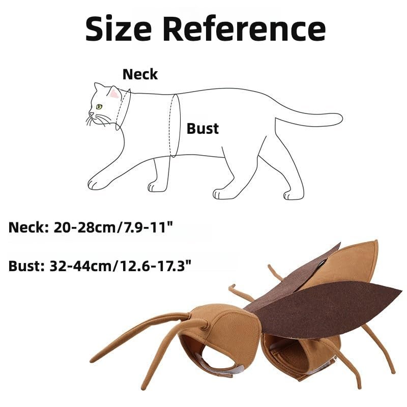 WASTROYAL Pet Costume for Cats & Dogs, Cockroach-Themed Jumpsuit with Antennae, Cute & Silly Outfit for Halloween, Birthday, Party & Holiday Events (One Size,Brown) - Image 5