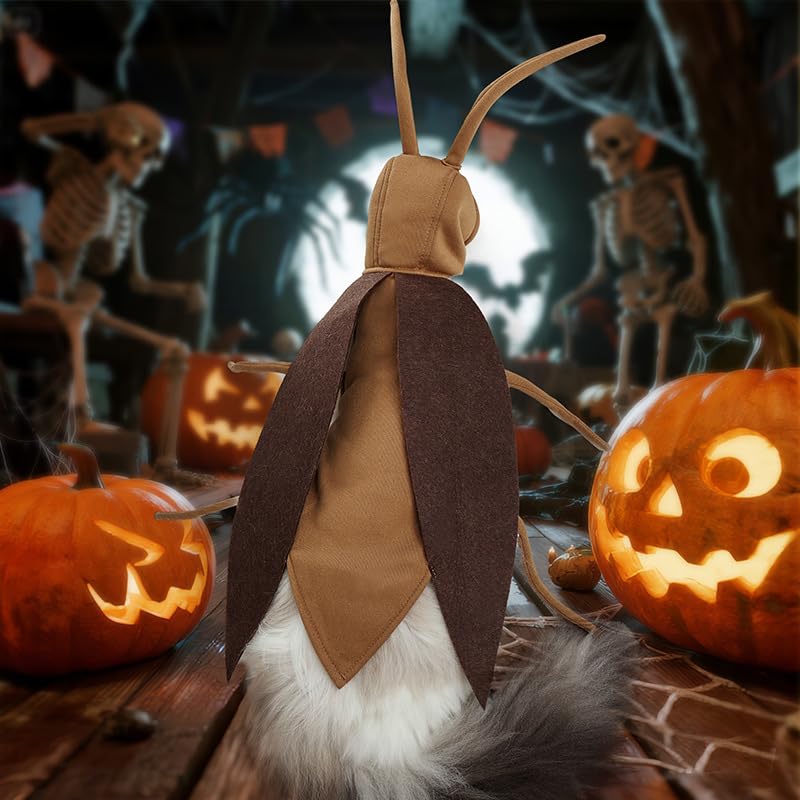 WASTROYAL Pet Costume for Cats & Dogs, Cockroach-Themed Jumpsuit with Antennae, Cute & Silly Outfit for Halloween, Birthday, Party & Holiday Events (One Size,Brown) - Image 4