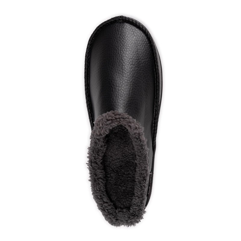 Muk Luks Men's Faux Leather Clog Slipper, Black, Large (12-13) M US - Image 2