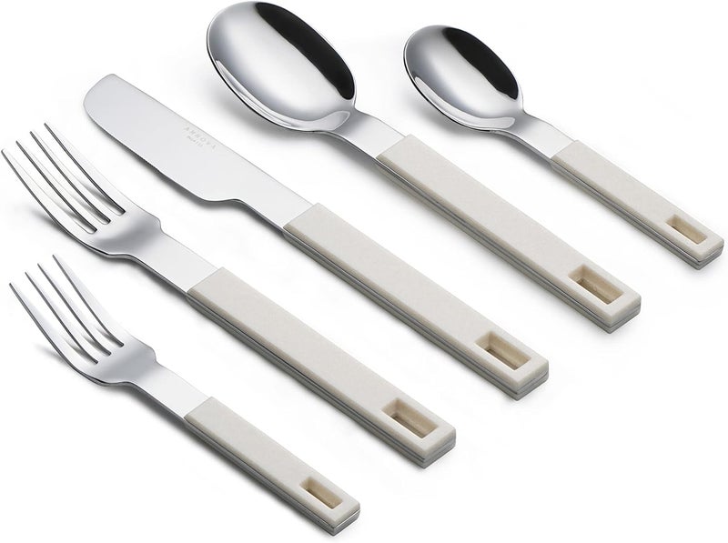 Annova ANNOVA Silverware Set 20 Pieces Stainless Steel Cutlery Color Block Handle Modern Style Flatware  4 x Dinner Knife 4 x Dinner Fork 4 x Salad Fork 4 x Dinner Spoon 4 x Dessert Spoon Cream White - Image 2