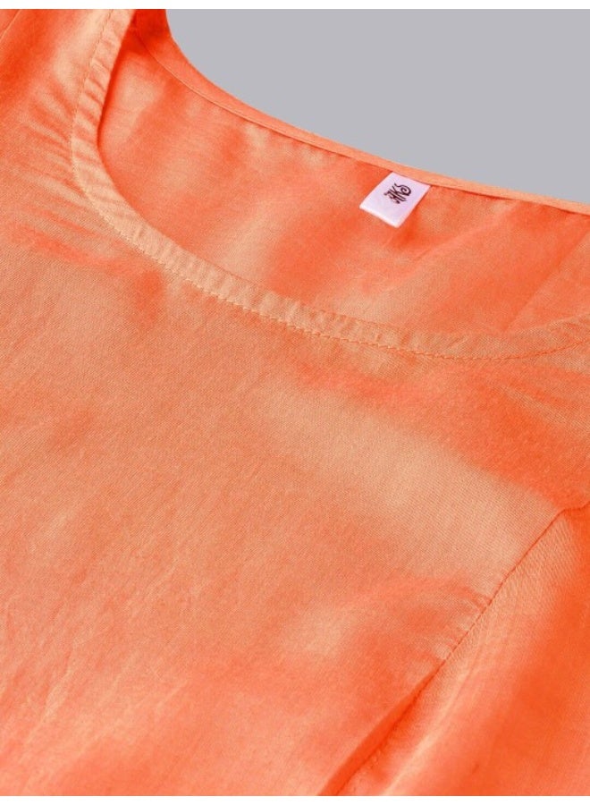 AKS Orange Kurta Set With Digital Printed Dupatta - Image 2