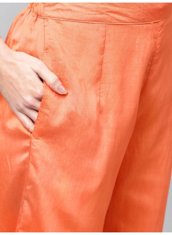 AKS Orange Kurta Set With Digital Printed Dupatta - Image 3