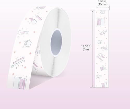 SUPVAN E10 & E11 Label Maker Tape, 0.59in × 19.7ft (15mm × 6m) Genuine Continuous Laminated Thermal Label Tape Refill, Waterproof Oilproof Child-Safe Durable Auto Detect Labels, Black on Cosmetics - Image 2