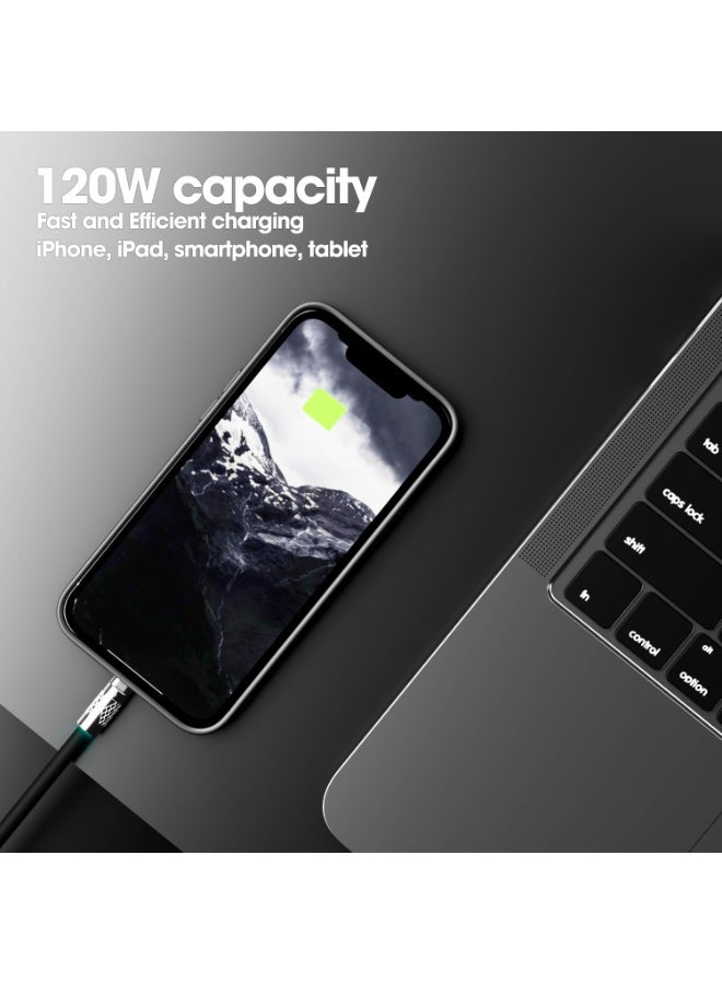 في أر أس كابل وصلة شحن سريعة متعددة Type-C + Micro + Lightning + USB بقدرة 120 واط، نقل بيانات 480 ميجابت في الثانية، طول 1.5 متر، سلك سيليكون سائل، متوافق مع أجهزة Android - Image 2
