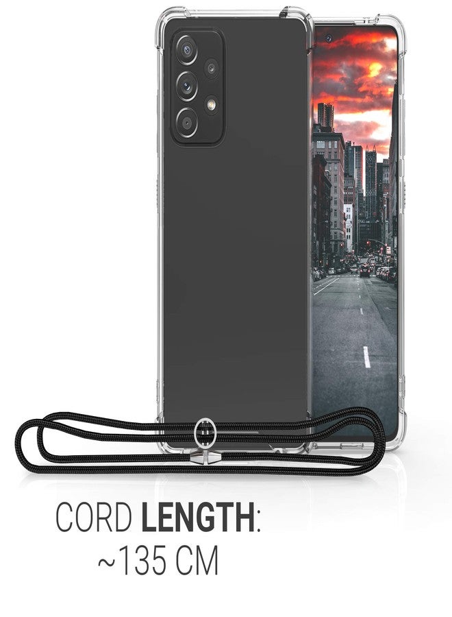 kwmobile Crossbody Case Compatible with Samsung Galaxy A52 / A52 5G / A52s 5G Case - Clear TPU Phone Cover w/Lanyard Cord Strap - Black/Transparent - Image 3