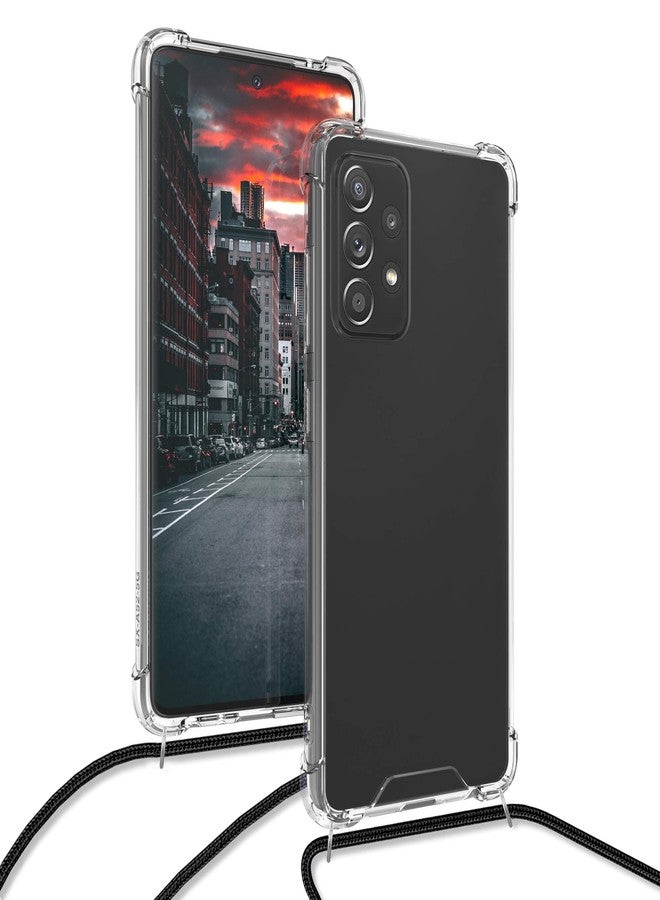 kwmobile Crossbody Case Compatible with Samsung Galaxy A52 / A52 5G / A52s 5G Case - Clear TPU Phone Cover w/Lanyard Cord Strap - Black/Transparent - Image 4