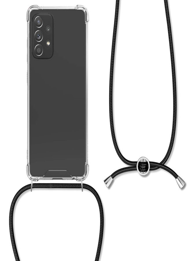 kwmobile Crossbody Case Compatible with Samsung Galaxy A52 / A52 5G / A52s 5G Case - Clear TPU Phone Cover w/Lanyard Cord Strap - Black/Transparent - Image 5