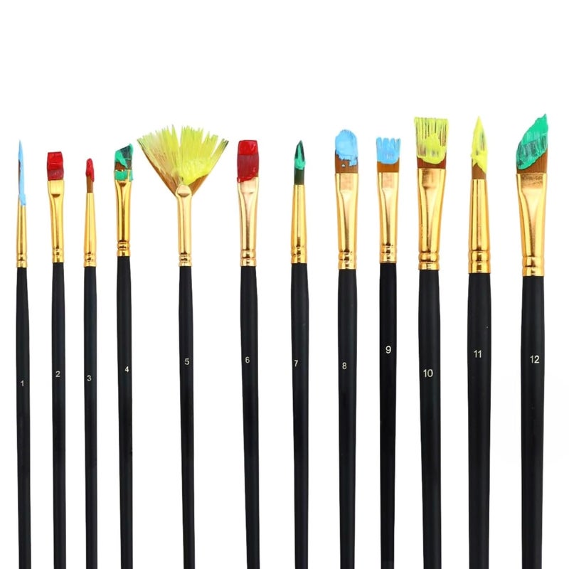 Twizzle Art Brush Set for Artists, Painting Brushes Set of 12 Professional Round Pointed Tip Nylon Hair Artist Acrylic Paint Brush for Acrylic/Water Colour/Oil Painting - Image 2