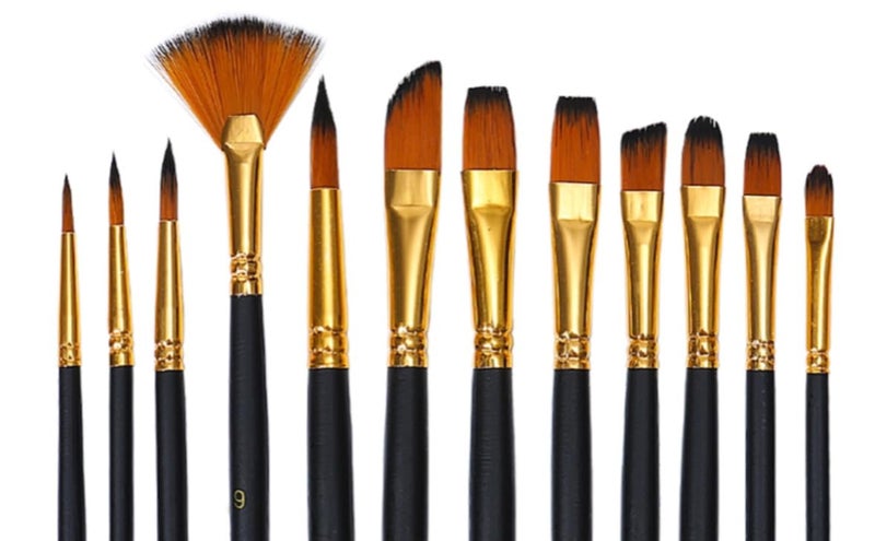 Twizzle Art Brush Set for Artists, Painting Brushes Set of 12 Professional Round Pointed Tip Nylon Hair Artist Acrylic Paint Brush for Acrylic/Water Colour/Oil Painting - Image 4