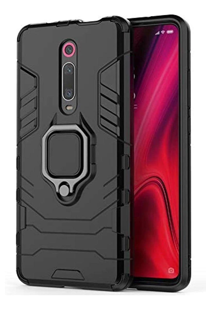 جراب حمايه مقاوم للصدمات مزود بدبله معدنيه متوافق مع Mi 9T /K20 (أسود) - Image 1