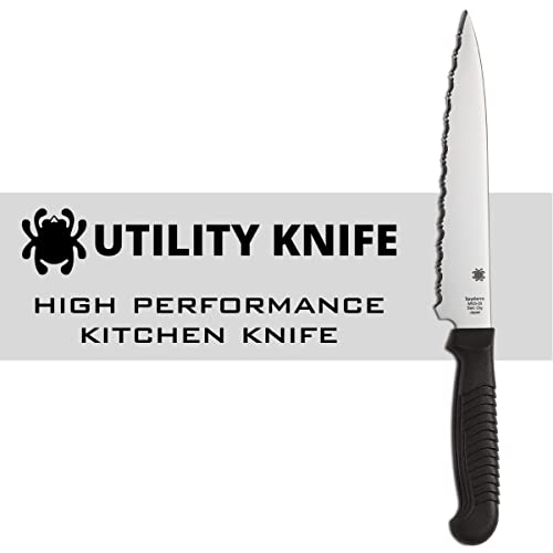 Spyderco Lightweight Kitchen Utility Knife with 6.5" MBS-26 Stainless Steel Blade and Black Polypropylene Plastic Handle - SpyderEdge - K04SBK - Image 2