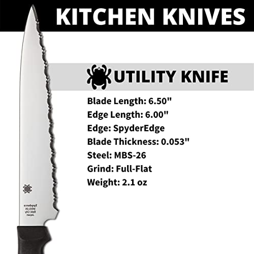 Spyderco Lightweight Kitchen Utility Knife with 6.5" MBS-26 Stainless Steel Blade and Black Polypropylene Plastic Handle - SpyderEdge - K04SBK - Image 3
