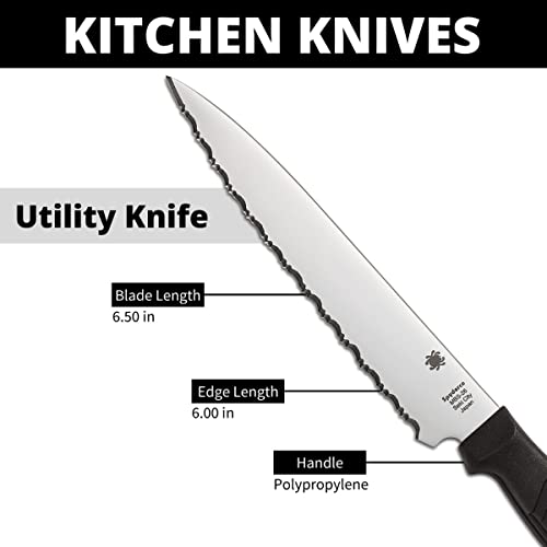 Spyderco Lightweight Kitchen Utility Knife with 6.5" MBS-26 Stainless Steel Blade and Black Polypropylene Plastic Handle - SpyderEdge - K04SBK - Image 4