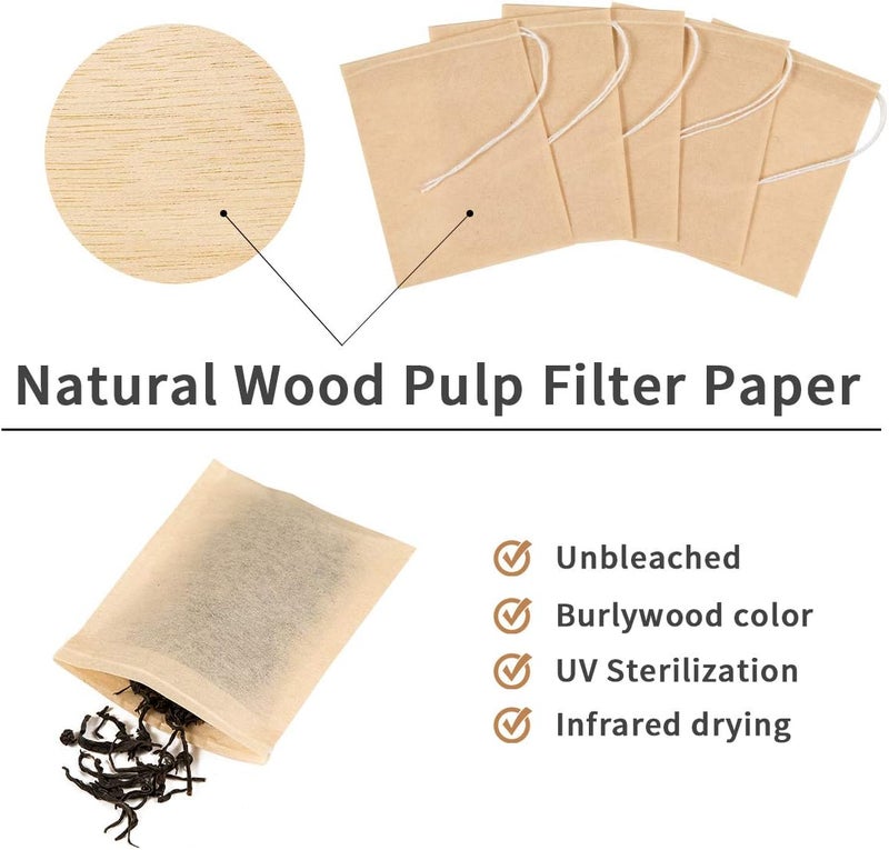 BEFORYOU 400 Pack Disposable Drawstring Tea Filter Bags Safe & Natural Unbleached Paper Tea Infuser Drawstring Empty Bag for Loose Leaf Tea (7 x 9, Natual Color) - Image 5