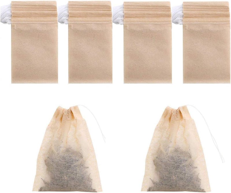BEFORYOU 400 Pack Disposable Drawstring Tea Filter Bags Safe & Natural Unbleached Paper Tea Infuser Drawstring Empty Bag for Loose Leaf Tea (7 x 9, Natual Color) - Image 1