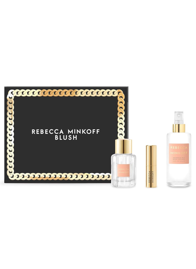 Rebecca Minkoff - Rebecca Minkoff Blush Floral Scent  Perfumes for Women  Opens with Bergamot Mandarin and Blackcurrant  Blended with Pear  84oz Fragrance Mist 34oz and 14ml EDP Spray  3 pc Gift Set - Image 1