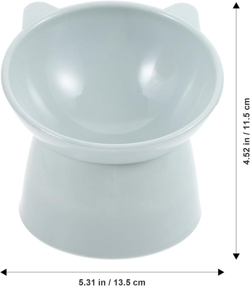 SHOWERORO Elevated Cat Food Bowl with Cat Ears Design Gray Plastic Raised Pet Feeding Dish Shallow Tilted Bowl for Slow Feeding and Neck Protection and Small Pets - Image 2