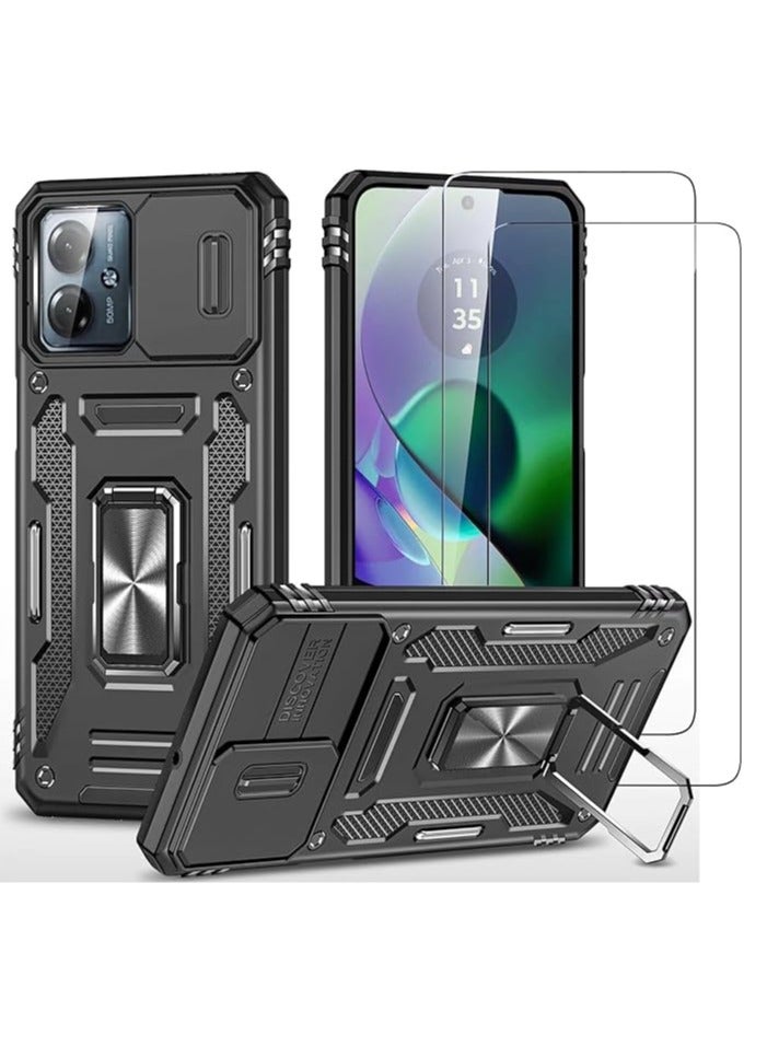 general Motorola Moto G54 Phone Case, Military Shock Resistant Case with 2 Tempered Glass Screen Protectors/Stands, Compatible with Magnetic Car Mount, Camera Protection - Image 1