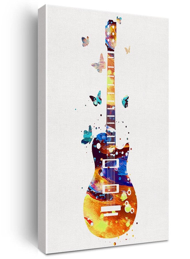 Nvhai Acoustic Guitar Watercolor Painting Canvas Print, 12x15 Inch, Framed, Ready to Hang, Wall Decor, Multiple Rooms - Image 1