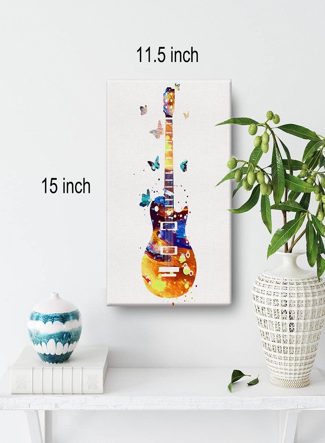 Nvhai Acoustic Guitar Watercolor Painting Canvas Print, 12x15 Inch, Framed, Ready to Hang, Wall Decor, Multiple Rooms - Image 2