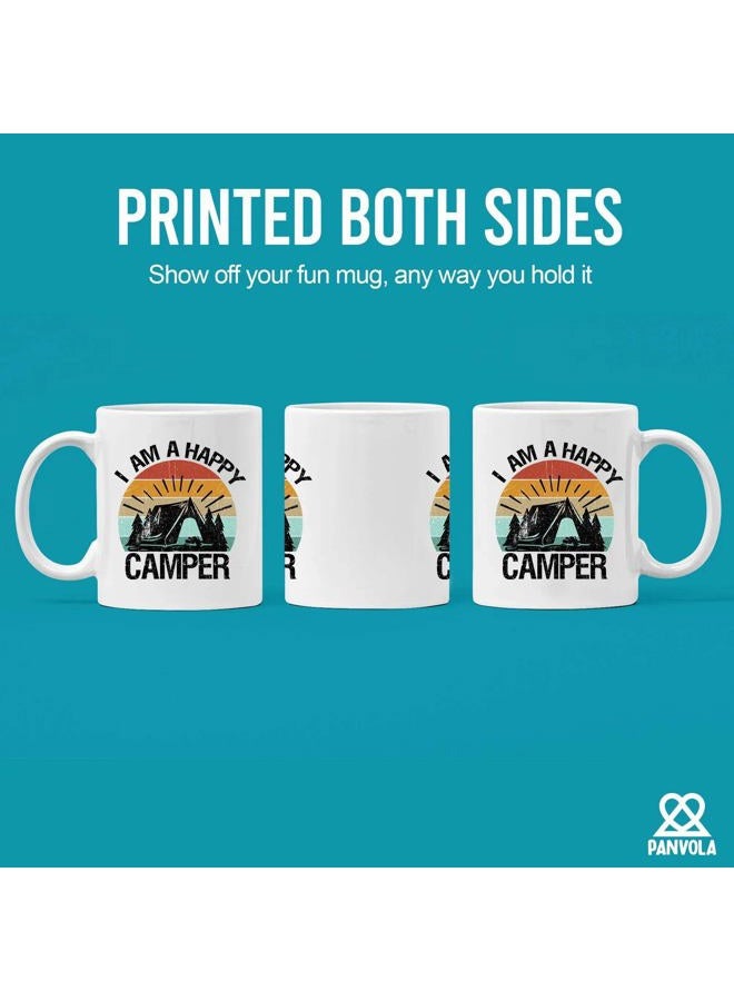 Panvola I Am A Happy Camper Camping Outdoor Enthusiast Picnic Gifts for Campers Ceramic Mug 11oz White - Image 3