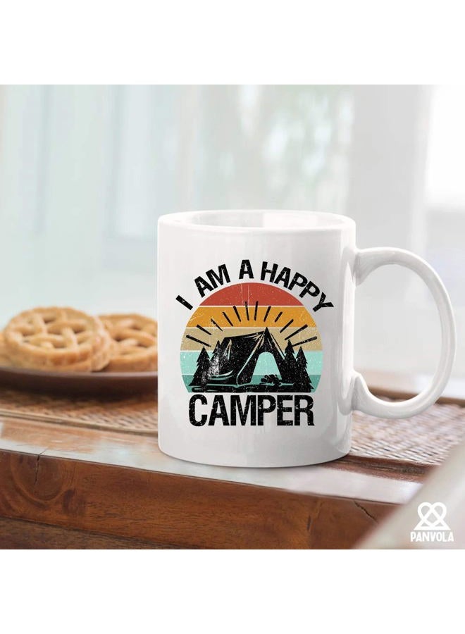 Panvola I Am A Happy Camper Camping Outdoor Enthusiast Picnic Gifts for Campers Ceramic Mug 11oz White - Image 5