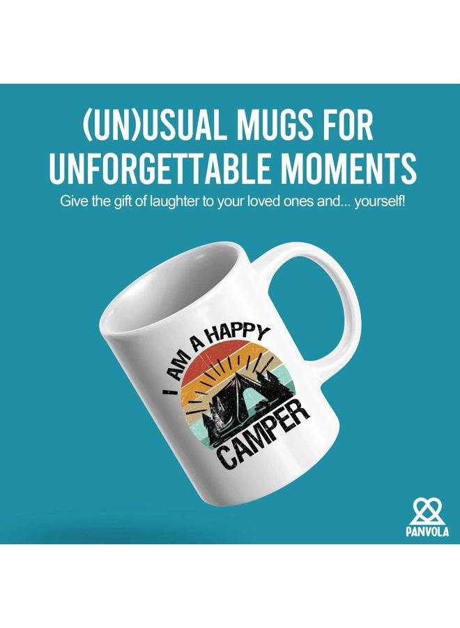 Panvola I Am A Happy Camper Camping Outdoor Enthusiast Picnic Gifts for Campers Ceramic Mug 11oz White - Image 2